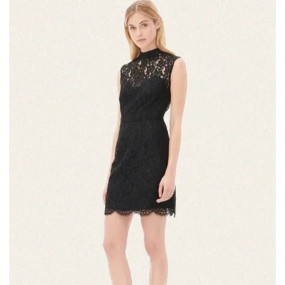 Sandro Paris Romie Dress Black Lace open Back High Neck